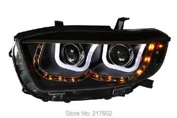 Automobilių optikos priekiniai žibintai Toyota Kluger Highlander Žibintai 09-12 V3, LED DRL+LED valdyti šviesos bi-xenon objektyvas LD