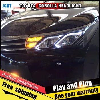 Automobilių Stiliaus LED žibintai Toyota Corolla 14-15 už Corolla žibintas LED Dvigubo Objektyvo Šviesos H7 HID Xenon bi-xenon 