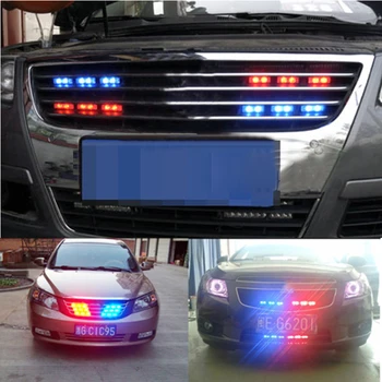 Automobilių Šviesos diodų (LED) Raudona, Mėlyna Spalva Automobilių, Sunkvežimių Strobe Pagalbos Įspėjamoji Lemputė Barų Denio Brūkšnys Grilis
