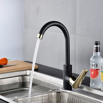 BAKALA 360 sukasi virtuvės maišytuvas juoda vienu rankena virtuvės kriauklė maišytuvas virtuvės krano vandens čiaupas karšto ir šalto virtuvės BR-119
