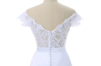 Balta 2018 Pigūs Bridesmaid Dresses Pagal 50 Undinė V-kaklo, Bžūp Rankovėmis Appliques Nėrinių Backless Vestuvės Suknelės