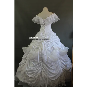 Balta ariel susiėmę suknelė su trumpu apsiaustu shomedieval Renesanso Suknelė princesė Kostiumas Viktorijos marija Antuanetė/ Belle Kamuolys