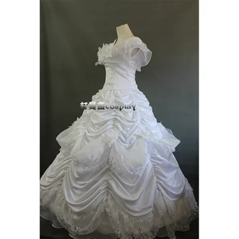 Balta ariel susiėmę suknelė su trumpu apsiaustu shomedieval Renesanso Suknelė princesė Kostiumas Viktorijos marija Antuanetė/ Belle Kamuolys