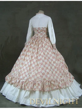 Balta ir Gėlių Raštas Klasikinio Rokoko Viktorijos Suknelė