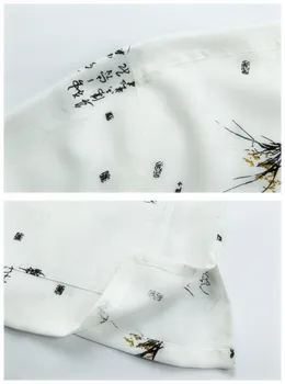 Balta Tradicinės Kinų stiliaus Mens Medvilnės Kung fu Marškinėliai trumpomis Rankovėmis Hombre Camisa Kostiumas Kišenėje Dydis S M L XL XXL XXXL M0004