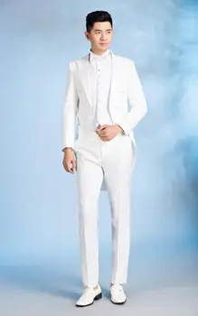 Baltųjų vyrų kostiumai dizaino masculino homme terno etape kostiumai dainininkų vyrų smokingas švarkas šokių drabužiai, striukė star stiliaus suknelė