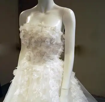 BANVASAC 2017 Naujos Linijos, Elegantiškas Gėlių Stebėjimo Vestuvių Suknelės Rankovių Satino Prabangos Teismas Traukinio Vestuvinės Suknelės