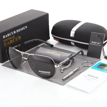 BARCUR Vyrų Akiniai nuo saulės 2018 Prekės Originalus HD Poliarizuota Vairuotojo Polaroid akiniai, Saulės akiniai Vyrų Piloto Akiniai