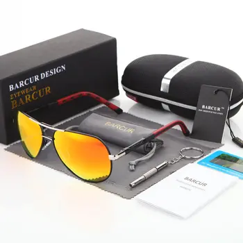 BARCUR Vyrų Akiniai nuo saulės 2018 Prekės Originalus HD Poliarizuota Vairuotojo Polaroid akiniai, Saulės akiniai Vyrų Piloto Akiniai