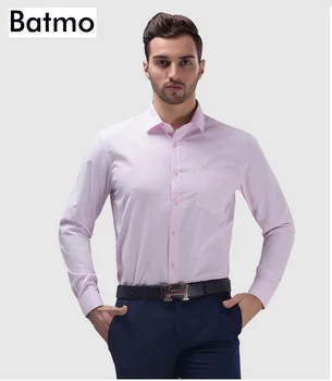 Batmo 2018 naują atvykimo aukštos kokybės medvilnės smart marškinėliai vyrams,vyriški laisvalaikio balti marškiniai plius dydžių, 6813