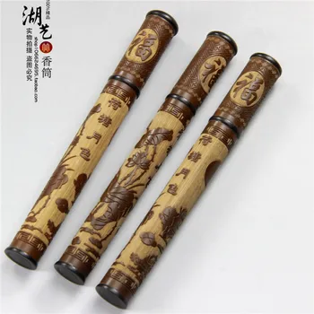 Bauda jade bambuko drožyba lotoso tvenkinys mėnesiena trumpas dalyje joss stick cilindro vamzdis mokytojai aparatas, Xiang xiang vamzdis