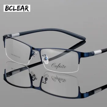 BCLEAR Naujas vyrų pusę kadro ultra-lengvojo lydinio verslo akinių mados optinių rėmelių vyrų pusiau taškus akinių rėmo karšto 2442