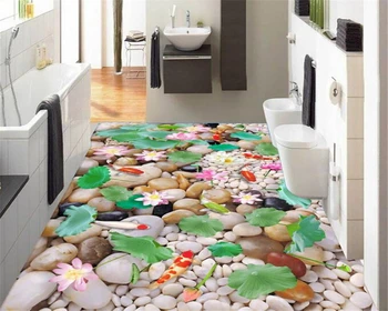 Beibehang 3D akmenimis lotus fone grindų kino lipdukai eilėje parketo gyvenamasis kambarys miegamasis vonios kambarys 3d grindų papel de parede