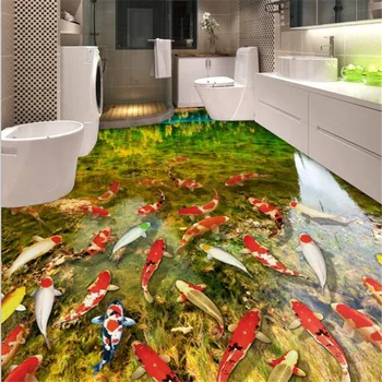 Beibehang 3D grindų dažymas tapetų dėvėti ne slydimo atsparus vandeniui tirštėti vonios kambarys dėvėti lipnios tapetai papel de parede