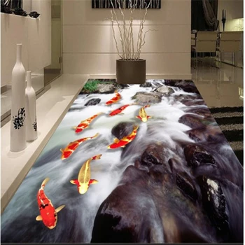 Beibehang 3D stereoskopinis srauto vandens turto ir daugiau kaip vonios kambarys, miegamasis storio vandeniui atsparus dilimui grindų