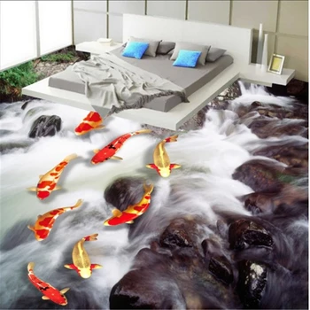 Beibehang 3D stereoskopinis srauto vandens turto ir daugiau kaip vonios kambarys, miegamasis storio vandeniui atsparus dilimui grindų