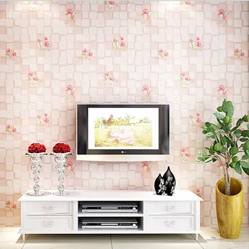Beibehang 3D tapetai, neaustiniai mozaika, sienos popieriaus ritinį gėlių modelio wallcovering mergaičių kambario vidaus apdailos mėlyna/rožinė