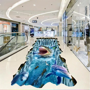 Beibehang aukšte tapetai ryklių, delfinų krioklys 3D trimatis 3D tapyba tapyba vinilo grindų, vandeniui lipnios