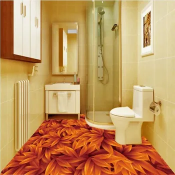 Beibehang Didelis custom grindų lipdukai vektoriaus šiltos spalvos, stereo lapai stilingas vonios kambarys, grindų apdaila, gyvenamasis kambarys