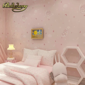 Beibehang foto freskomis Šiltas rožinis mėnulis lokys berniukų ir mergaičių princesė vaikų kambario, miegamojo, originali aplinkos audiniai, tapetai