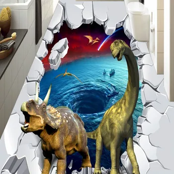 Beibehang HD 3D Juros periodo Dinozaurų Nuotykių 3D aukšte vonios kambarys, virtuvės grindys pėsčiųjų tapetai freskomis,papel de parede
