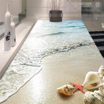 Beibehang lipdukas 3D vonios grindų sieniniai HD Vandenyno Paplūdimys, Shell Žvaigždė ne-slydimui atsparus vandeniui sutirštės lipnios PVC tapyba