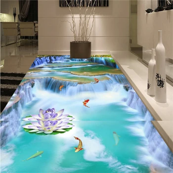 Beibehang Miegamojo, vonios kambario, apdaila 3D tapetai, grindų Krioklio vandens lotus foto freskos neslidus vandeniui 3d tapetai