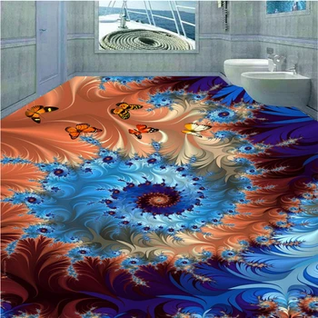 Beibehang pritaikyti 3d tapetai vandeniui Abstrakčių gėlių 3d grindys pvc lipnios vonios kambarys tapetai papel de parede