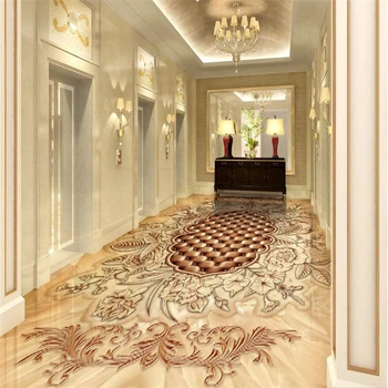 Beibehang Ranka - dažytos rožių gėlių meno marmuro grindys, tapetai storos lipnios PVC grindų sieniniai spalva