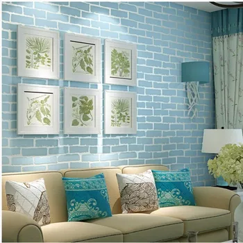 Beibehang sienos popieriaus namų dekoro Šiuolaikinės 3D plytų balta mėlyna reljefiniai tapetai roll fono sienos kambarį miegamojo tapetai