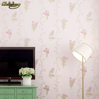 Beibehang Slėgio trimatis neaustinių ekrano užsklanda šiltas sielovados gėlių miegamąjį kambarį, pilną sofa fone