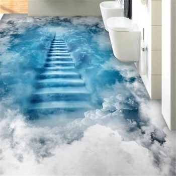Beibehang Užsakymą 3D grindų lipdukai, lipnios grindų pasta Debesys debesų laiptais 3D grindų dažymas gali būti išplėsta, 10 metrų
