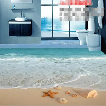 Beibehang Užsakymą grindų piešinys HD blue shell beach dekoracijos vandeniui gyvenamasis kambarys vonios kambarys PVC tapetai, fone,