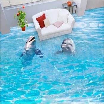 Beibehang Užsakymą tapetai freskomis bet kokio dydžio foto Šiuolaikinės Delfinų 3D Jūrų Sutirštės nešiojami grindų papel de parede