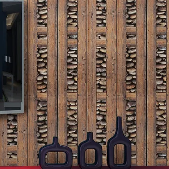Beibehang šalies roko šviesą tapetai sienos 3d antikvariniai medienos baras Cafe de papel parede 3d tapetų Namų Dekoravimo lipdukai