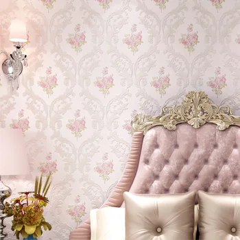 Beibehang Šiltas rožinis sielovados tapetai Miegamajame 3D iškilumo neaustinių tapetai Didelis gėlių kambarį, TV foną