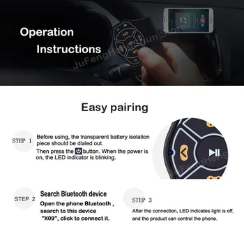 Belaidžiu Bluetooth Nuotolinio valdymo Media mygtuką Už Automobilio Vairo Dviratį 