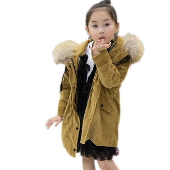 Berniukų, mergaičių žiemos paltai vaikai žiemą šiltas outwear vaikai paltai Ilgai skyriuje Velvetas mergaitė berniukas Rex triušio kailinius žiemą striukės