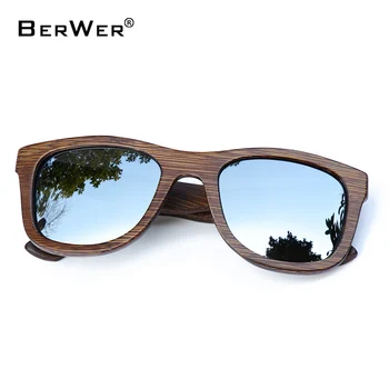 BerWer 2018 mados poliarizuoti akiniai nuo saulės galima Bambuko medinės akiniai nuo saulės