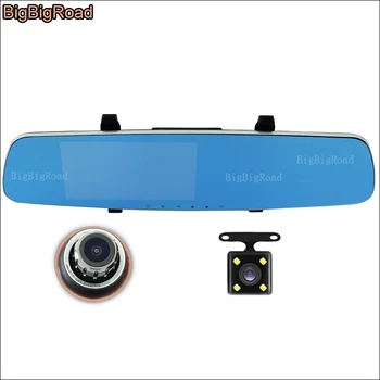 BigBigRoad Honda greiz insight Automobilių DVR Mėlynas Ekranas, galinio vaizdo Veidrodėliai Vaizdo įrašymo Dual Camera lens 5 colių FHD 1080P Dashcam
