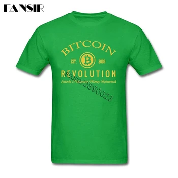 Bitcoin Revoliucijos Vyrų Marškinėliai Klasikinio Stiliaus Marškinėliai vyriški Balti trumpomis Rankovėmis Užsakymą XS-3XL Drabužius Viršūnes Vaikinai