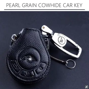 Black Pearl Grūdų Karvės Odos Automobilio Raktas Atveju Raktų Pakabukas Raktas Paketai Klavišą Maišeliai Mini Cooper