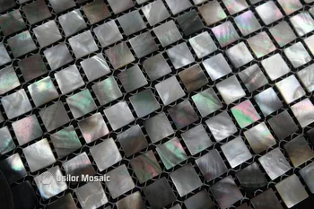 Blacklip sea shell gamtos juoda spalva motina perlų mozaikos plytelių vidaus namo apdaila chip dydis 15x15mm