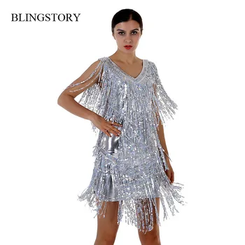 BLINGSTORY naują atvykimo naujovė vasaros šokių moterų china elegantiškas, gražus suknelės Auksas, Sidabras Dropshipping KR4007-4