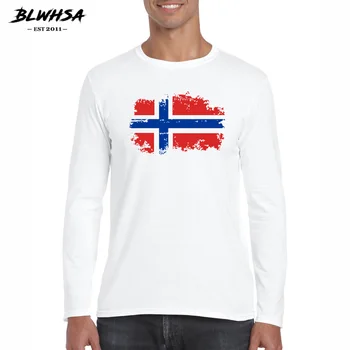 BLWHSA Norvegijos Vėliava Vyrų T Marškinėliai Mados Nauja Fitneso ilgomis Rankovėmis Hip-Hop T-shirts Homme Norvegijoje 