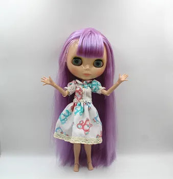 Blygirl Blyth lėlės Violetinė kirpčiukai tiesūs plaukai nuogas lėlė 30cm bendras kūno 19 bendras 