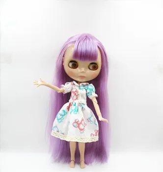 Blygirl Blyth lėlės Violetinė kirpčiukai tiesūs plaukai nuogas lėlė 30cm bendras kūno 19 bendras 