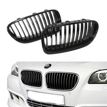 BMW Grotelės 5 M Serijos F10&F10 M5 F07 GT Anglies Pluošto ir ABS Plastiko Priekinės Grotelės Dual & Vieną Virbas Gloss Black Apdaila, 2010 m.-IKI