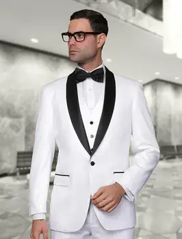 Boksininkas pareiškė naujausią aukštos kokybės balti 4 kartus jaunikis vestuvių kostiumas/geriausią vyro kostiumas/darbo kostiumas (švarkas + kelnės + kaklaraištis, liemenė)