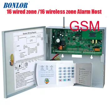 BONLOR (1set) GSM funkcija 16 Laidines Zonas ir 16 Belaidžių Signalizacijos Kontrolės Srityje namo apsaugos Signalizacija priimančiosios belaidžio ir laidinio